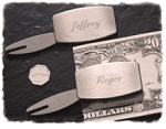 Engraved Golf Greenskeeper/Money Clip